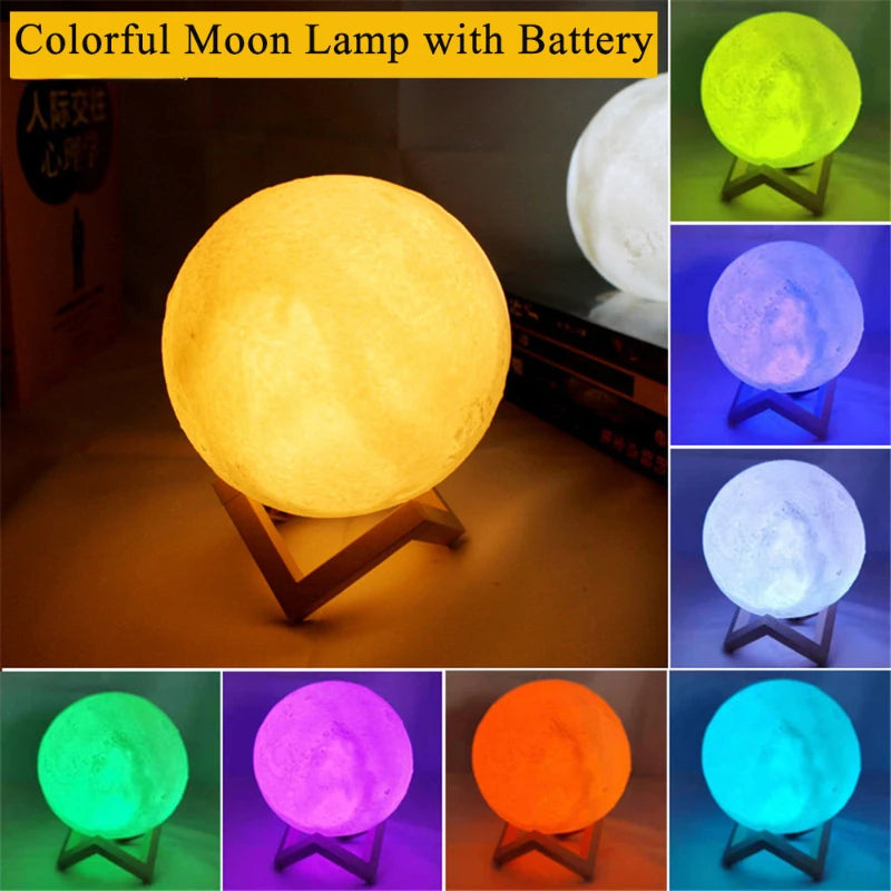 3D Moon Lamp with Stand